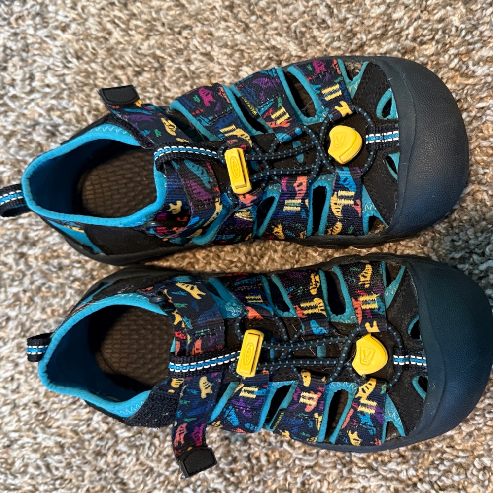Keen Kids Water Shoes in Black and Blue with Yellow Accents